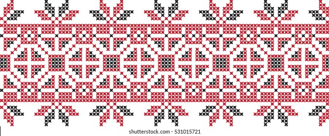 Embroidered cross-national pattern