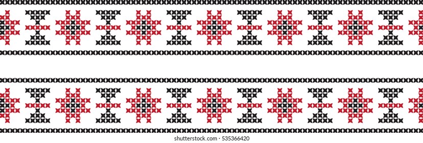 Embroidered cross-national pattern