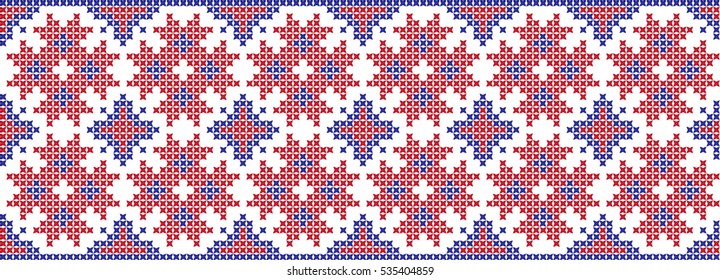 Embroidered cross-national pattern