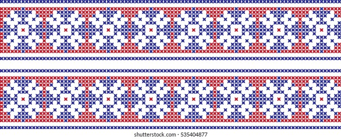Embroidered cross-national pattern