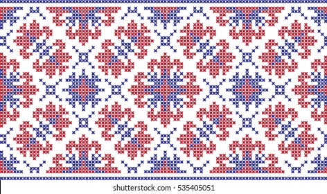 Embroidered cross-national pattern
