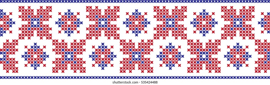 Embroidered cross-national pattern
