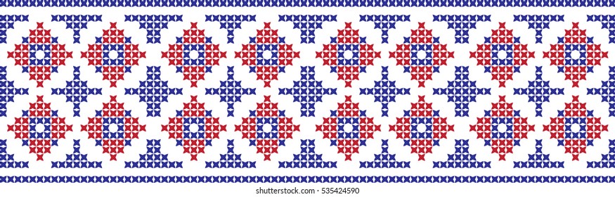 Embroidered cross-national pattern