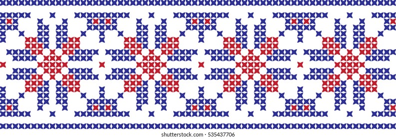 Embroidered cross-national pattern