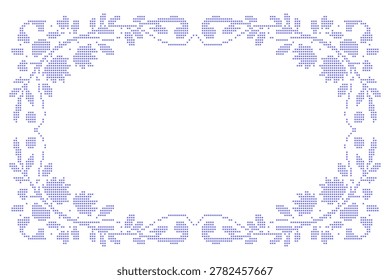 Embroidered cross-stitch border frame. Decorative ornament embroidery frame vector illustration