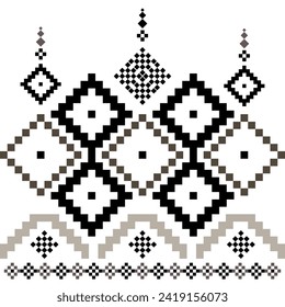 Embroidered cross-stitch ethnic fabric Geometric ornament ethnic pattern design. Use for fabric, textile, interior decoration elements, upholstery, and wrapping.