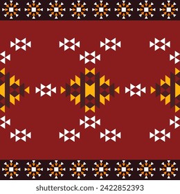 Embroidered cross-stitch ethnic fabric Geometric ornament ethnic pattern design. Use for fabric, textile, interior decoration elements, upholstery, and wrapping.