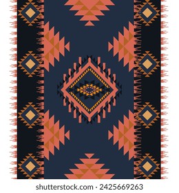 Embroidered cross-stitch ethnic fabric Geometric ornament ethnic pattern design. Use for fabric, textile, interior decoration elements, upholstery, and wrapping.
