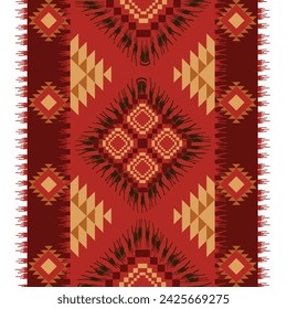 Embroidered cross-stitch ethnic fabric Geometric ornament ethnic pattern design. Use for fabric, textile, interior decoration elements, upholstery, and wrapping.