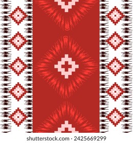 Embroidered cross-stitch ethnic fabric Geometric ornament ethnic pattern design. Use for fabric, textile, interior decoration elements, upholstery, and wrapping.