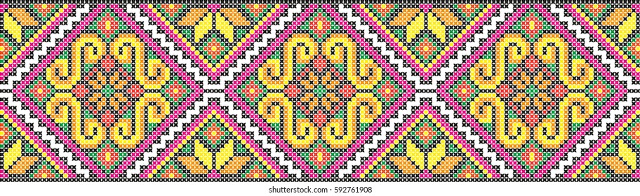 embroidered  cross-stitch ethnic Ukraine pattern
