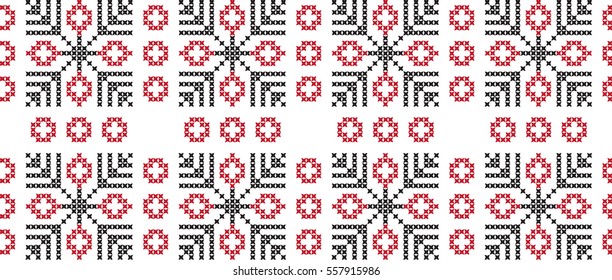Embroidered cross-stitch ornament national pattern. Perfect for wallpaper, wrapping paper, pattern fills,greetings, web page background, greeting cards.