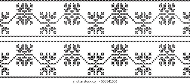 Embroidered cross-stitch ornament national pattern. Perfect for wallpaper, wrapping paper, pattern fills,greetings, web page background, greeting cards.