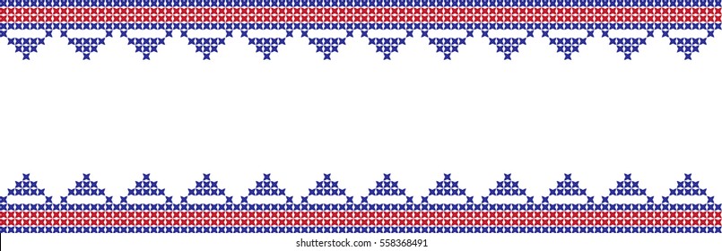Embroidered cross-stitch ornament national pattern. Perfect for wallpaper, wrapping paper, pattern fills,greetings, web page background, greeting cards.