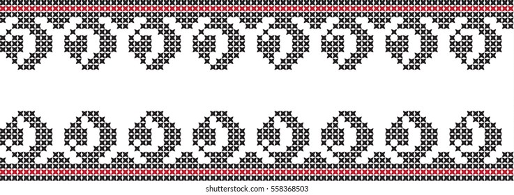 Embroidered cross-stitch ornament national pattern. Perfect for wallpaper, wrapping paper, pattern fills,greetings, web page background, greeting cards.