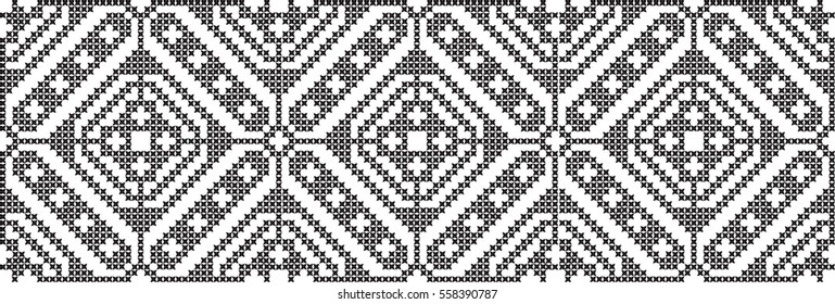 Embroidered cross-stitch ornament national pattern. Perfect for wallpaper, wrapping paper, pattern fills,greetings, web page background, greeting cards.