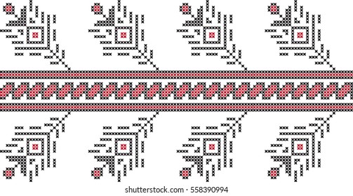 Embroidered cross-stitch ornament national pattern. Perfect for wallpaper, wrapping paper, pattern fills,greetings, web page background, greeting cards.