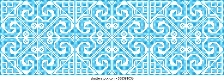 Embroidered cross-stitch ornament national pattern. Perfect for wallpaper, wrapping paper, pattern fills,greetings, web page background, greeting cards.