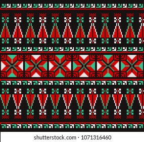 Embroidered cross-stitch pattern. Palestinian national ornament
