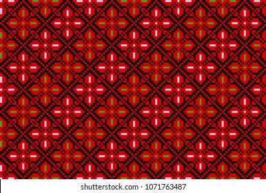 Embroidered cross-stitch pattern. Palestinian national seamless ornament