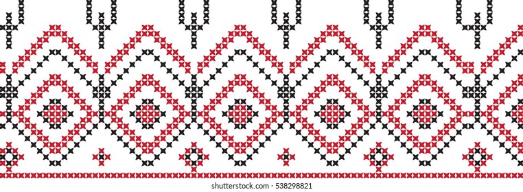 Embroidered cross-stitch pattern tape