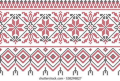 Embroidered cross-stitch pattern tape