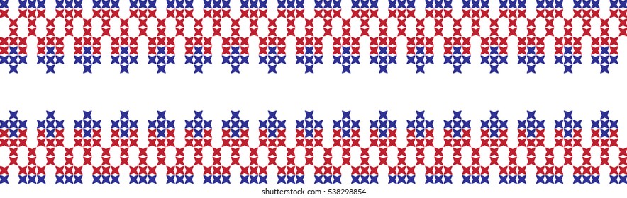 Embroidered cross-stitch pattern tape