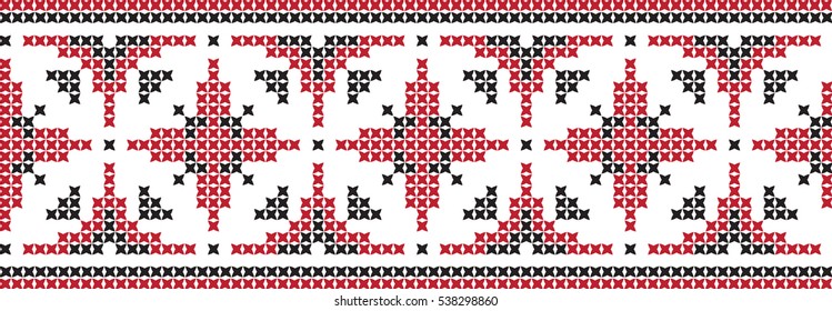 Embroidered cross-stitch pattern tape