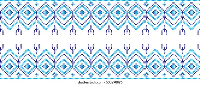 Embroidered cross-stitch pattern tape