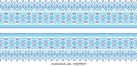 Embroidered cross-stitch pattern tape