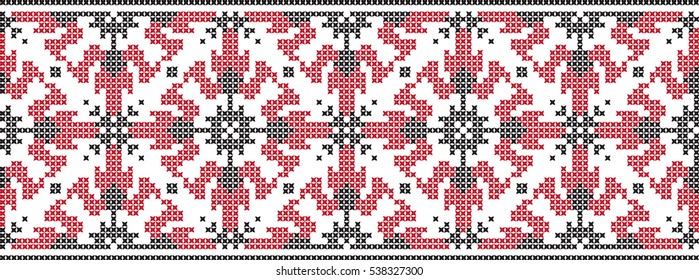 Embroidered cross-stitch pattern tape