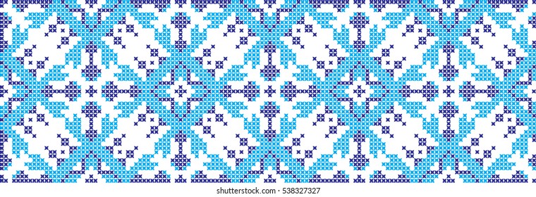 Embroidered cross-stitch pattern tape