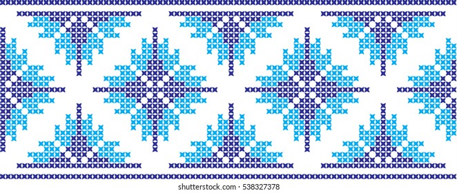 Embroidered cross-stitch pattern tape