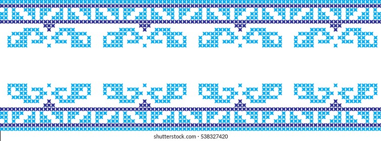 Embroidered cross-stitch pattern tape