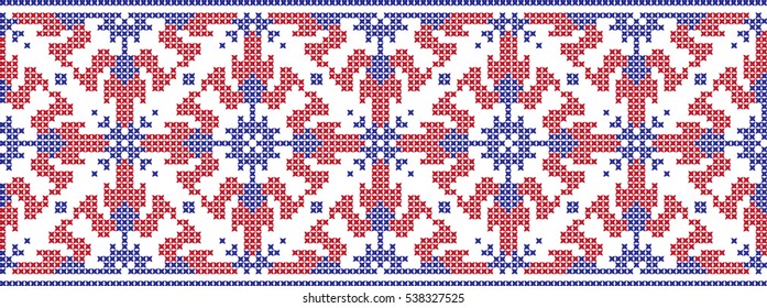 Embroidered cross-stitch pattern tape
