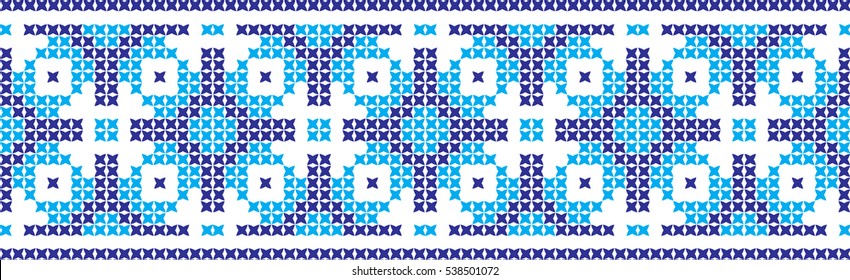 Embroidered cross-stitch pattern tape