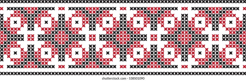 Embroidered cross-stitch pattern tape
