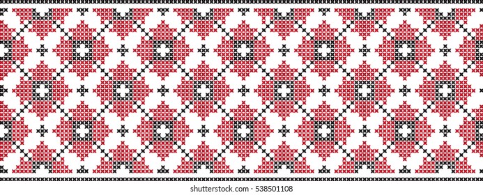 Embroidered cross-stitch pattern tape