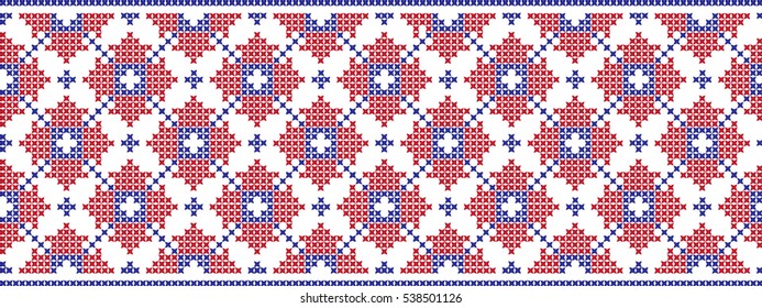 Embroidered cross-stitch pattern tape