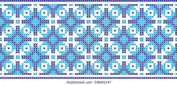 Embroidered cross-stitch pattern tape
