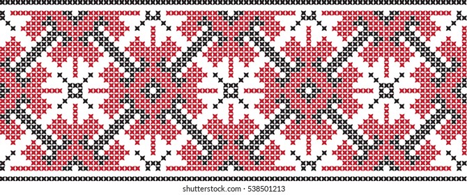 Embroidered cross-stitch pattern tape