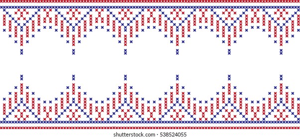 Embroidered cross-stitch pattern tape