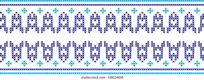 Embroidered cross-stitch pattern tape