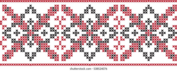 Embroidered cross-stitch pattern tape