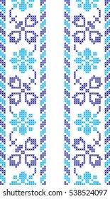 Embroidered cross-stitch pattern tape
