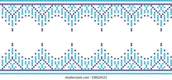 Embroidered cross-stitch pattern tape