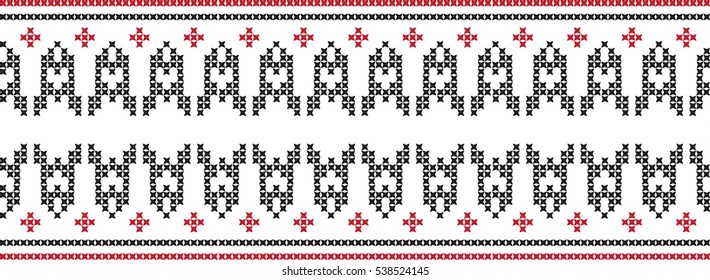 Embroidered cross-stitch pattern tape