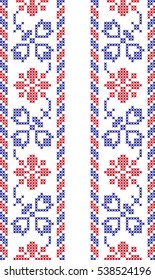 Embroidered cross-stitch pattern tape