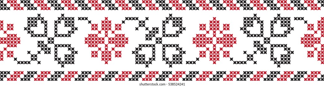 Embroidered cross-stitch pattern tape