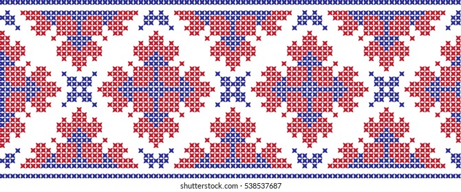 Embroidered cross-stitch pattern tape